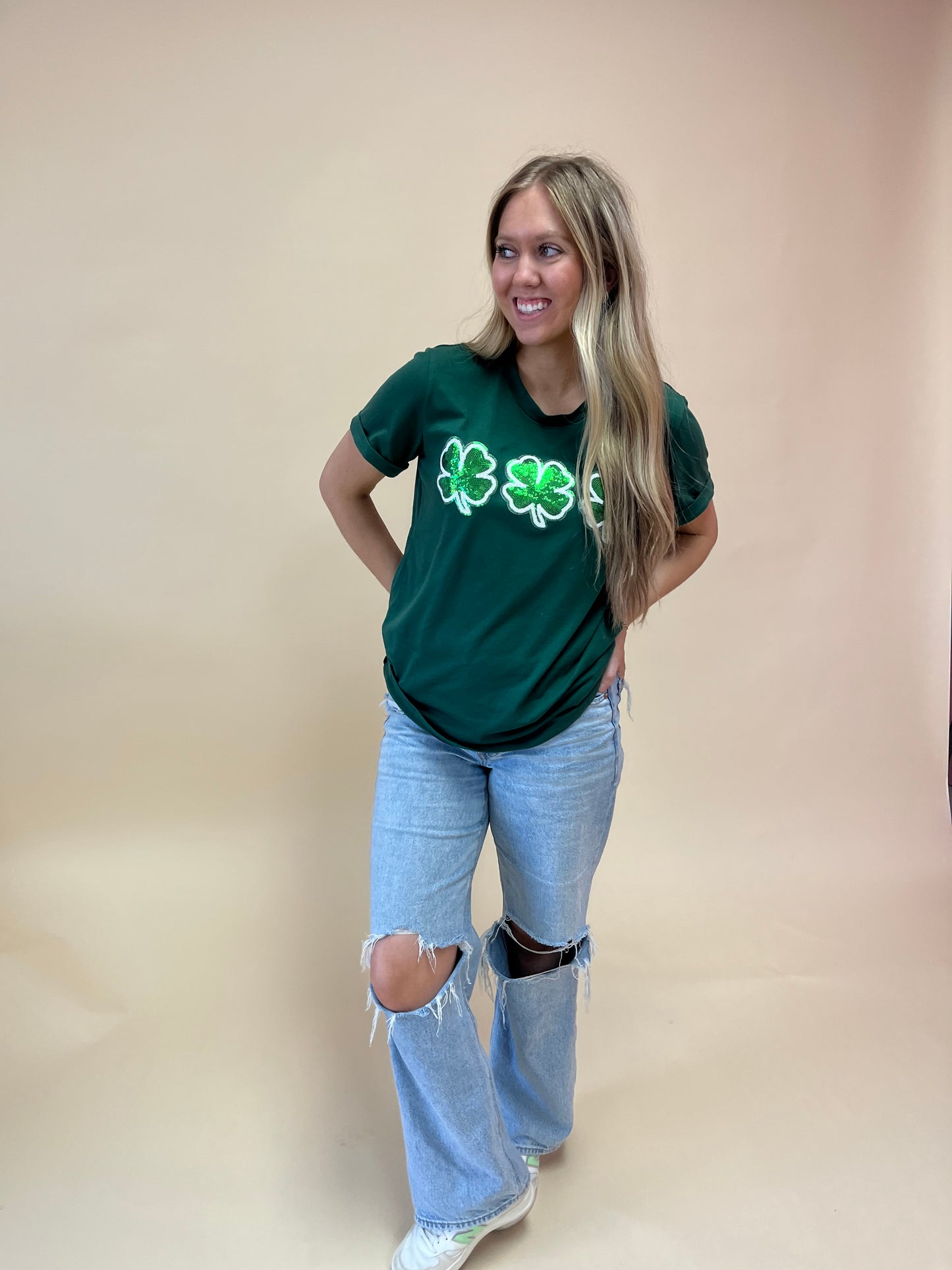 Sequin Clover Tee