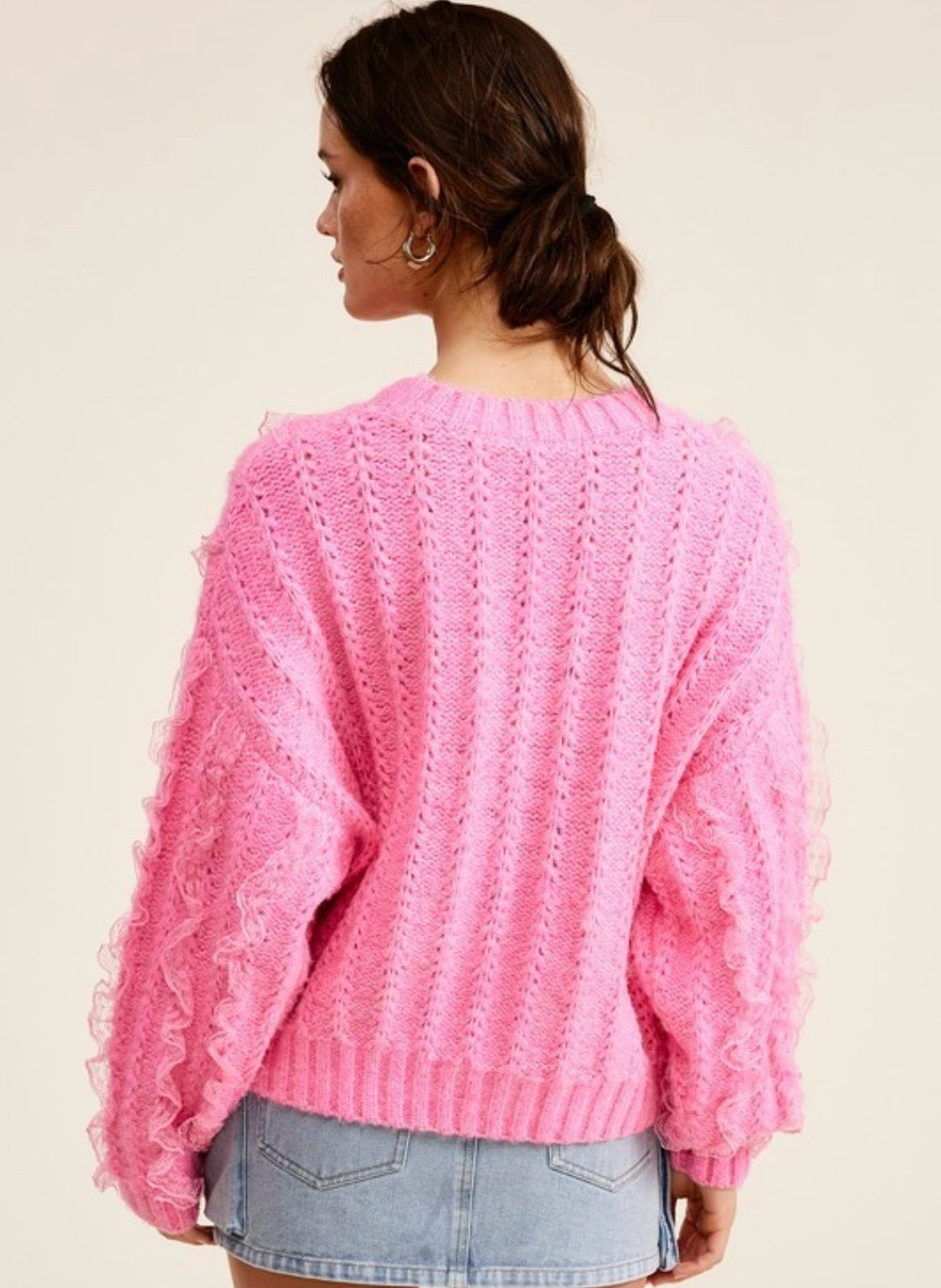 Pink Lace Detail Sweater
