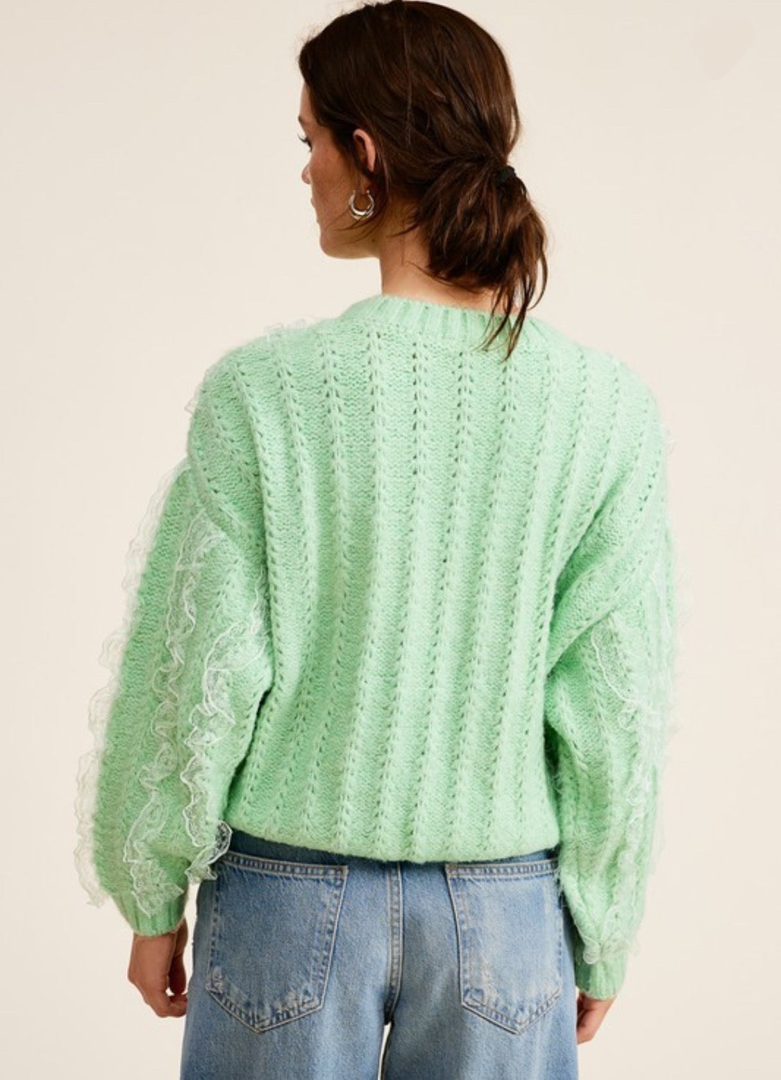 Green Lace Detail Sweater